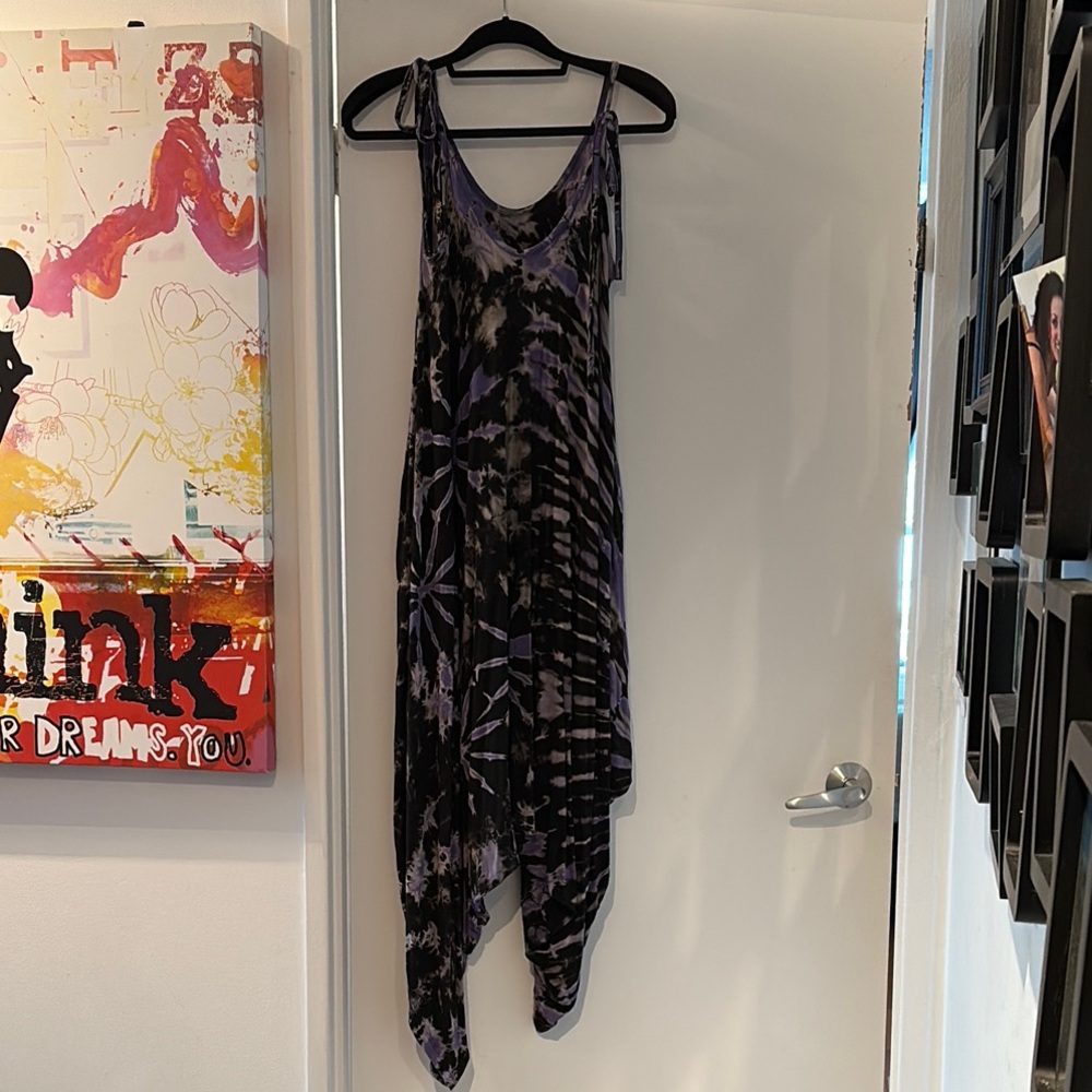 Purple and Black Tie-Dye Jumpsuit w/ pockets and adjustable straps